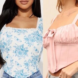 Fashion Nova 2 Piece Cropped Bustier Corset Bundle Size Medium